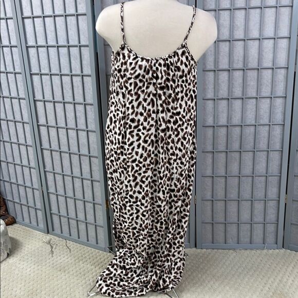 Tribal Femme White and Brown Sleeveless Spaghetti Strap Maxi Sundress, Size S - Picture 3 of 4